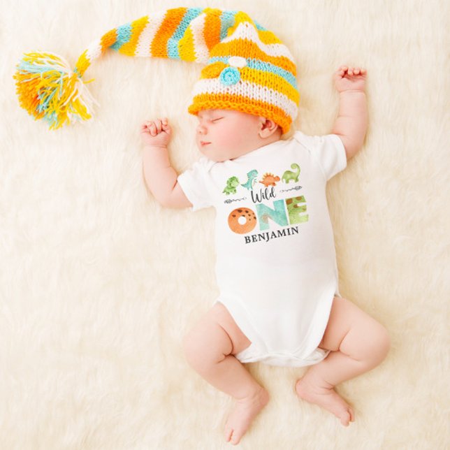 Body Para Bebê Dinossauro SELVAGEM Personalizado Primeiro Anivers (Criador carregado)