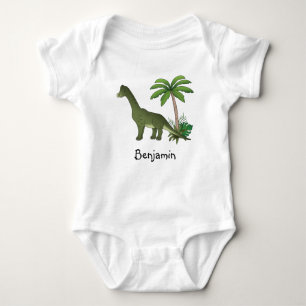 Body Para Bebê Dinossauro Verde Brachiossauro Com Nome Personaliz