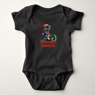 Body Para Bebê Dinossauro Verde de Natal Design de Dinossauro