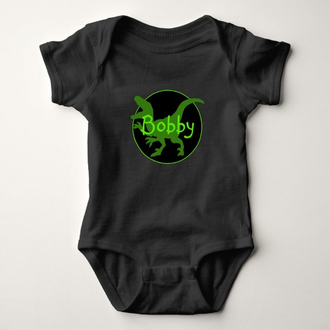 Body Para Bebê Dinossauro Verde Personalizado  (Frente)