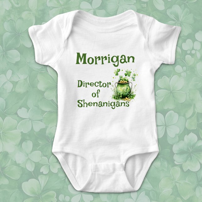 Body Para Bebê Diretor do Pote Shenanigans Shamrock Dourado (Criador carregado)