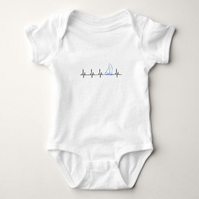 Body Para Bebê Dirigindo Heartbeat Funny Sailboat (Frente)
