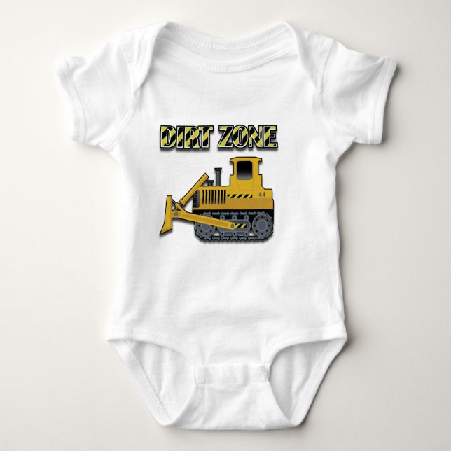 Body Para Bebê Dirt Zone (Bulldozer) - Baby Jersey Bodydress  (Frente)