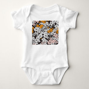 Body Para Bebê Ditsy Floral: Fundo Escuro Colorido.