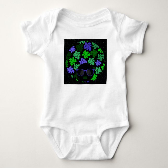 Body Para Bebê Diva Afro Verde & Azul (Frente)