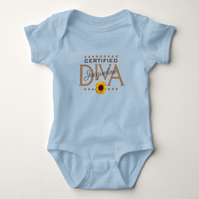 Body Para Bebê DIVA AZUL Divertida e Excêntrica Certificada (Frente)
