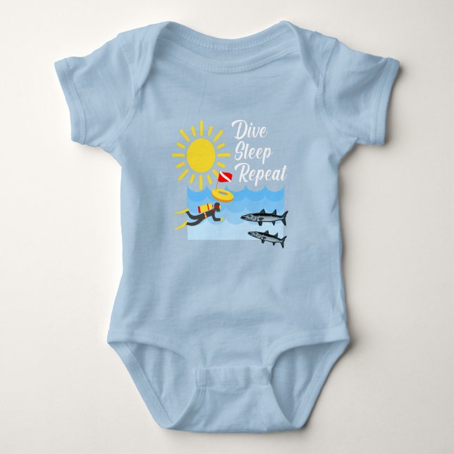 Body Para Bebê Dive Sleep Repetir Design - Bebê Jersey (Frente)