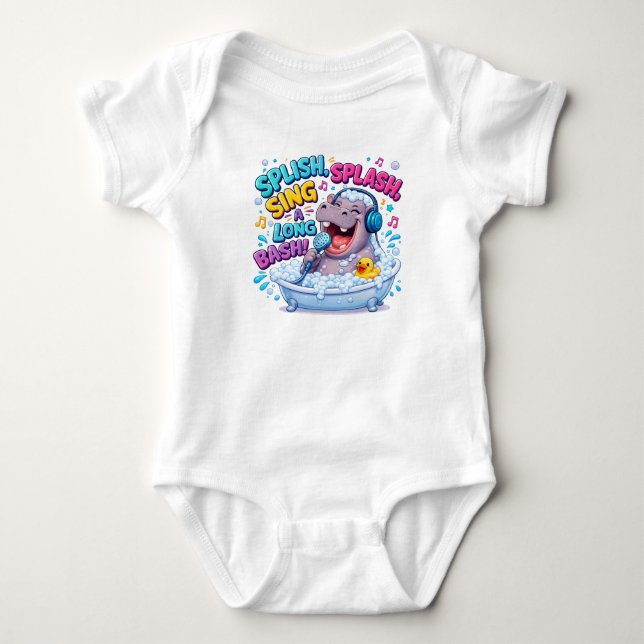 Body Para Bebê Diversão Cantando com o Hipopótamo (Frente)