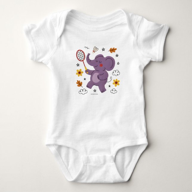 Body Para Bebê Diversão do elefante bebê  (Frente)