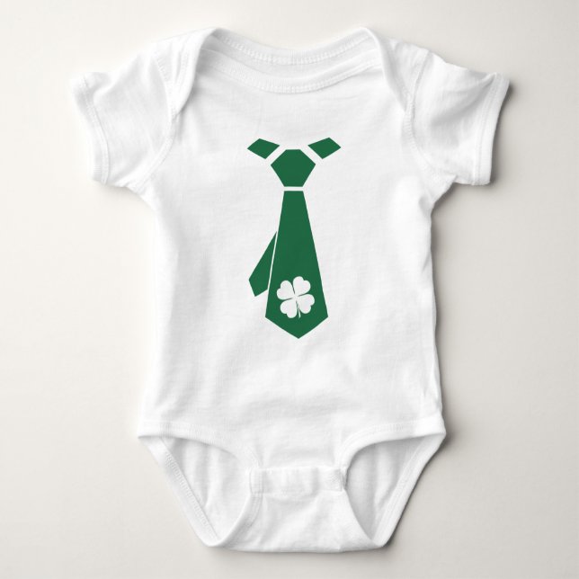 Body Para Bebê Diversão Faux Shamrock Tie Rua. Dia de Patrick (Frente)