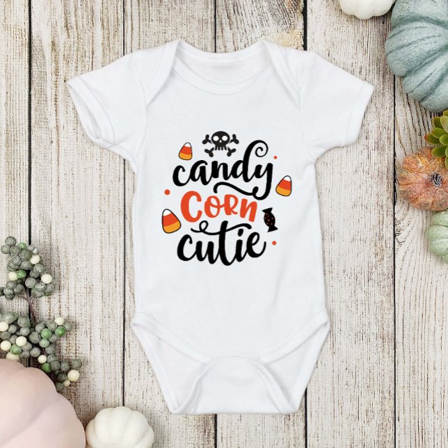 Body Para Bebê Diversão Halloween Candy Corn Cutie Nome Bebê (Criador carregado)