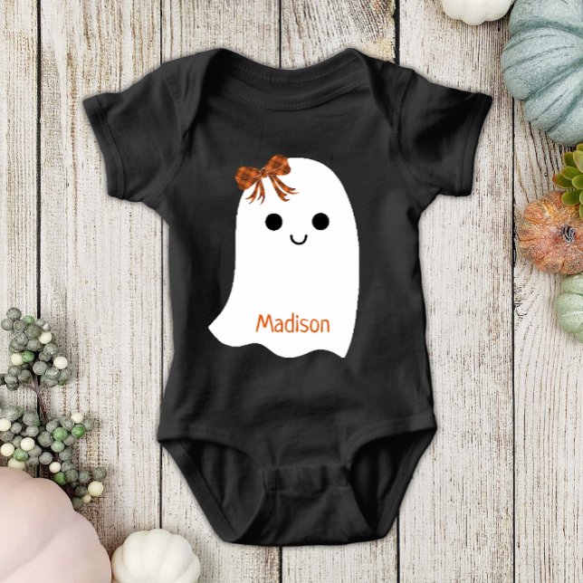 Body Para Bebê Diversão Halloween Girl Ghost Xadrez Arco Baby Nam (Criador carregado)