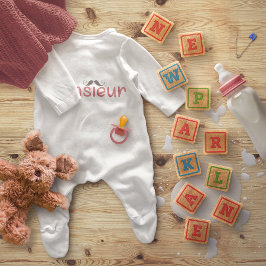 Body Para Bebê Diversão MONSIEUR da citação francesa e do bigode