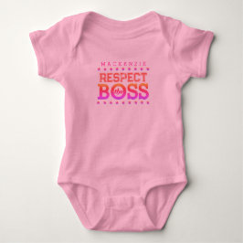 Body Para Bebê Divertido Respeite o Nome do Bebê Chefe com Texto 