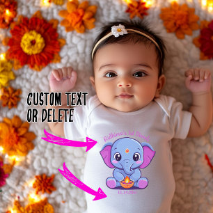 Body Para Bebê Diwali, 1rua do bebê, com elefante giro