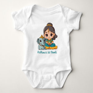 Body Para Bebê Diwali, 1rua do bebê, com elefante giro