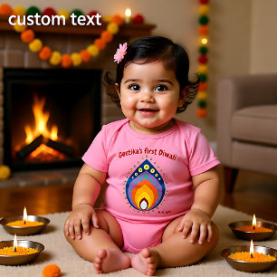 Body Para Bebê Diwali, 1rua do bebê, com estilo de nome personal