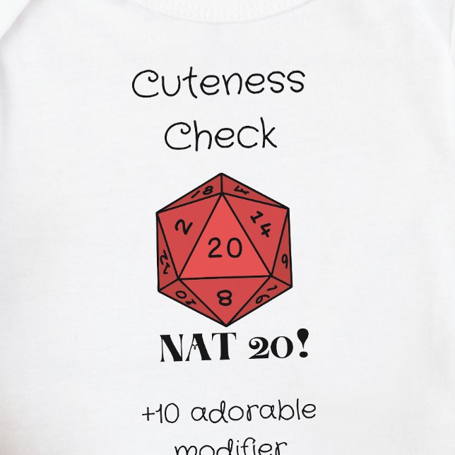 Body Para Bebê DnD Baby - Cuteness Check Nat 20 (Criador carregado)