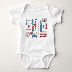 Body Para Bebê Do bebê retro do amor dos ícones de Londres o