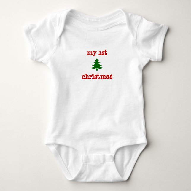 Body Para Bebê do "onsie meu ø Natal" com árvore (Frente)