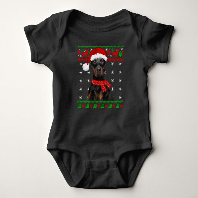 Body Para Bebê Doberman Dog Ugly Swely Christmas Puppy Dog Love (Frente)