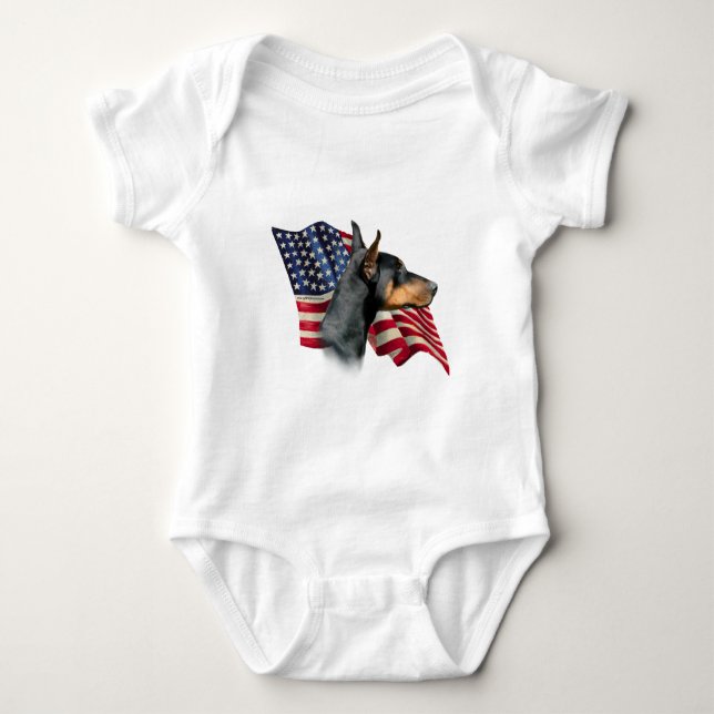 Body Para Bebê Doberman Pinscher Flag (Frente)