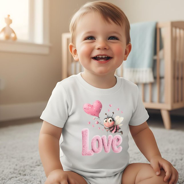 Body Para Bebê Doce Abelha Amor Corações Rosa  (Criador carregado)