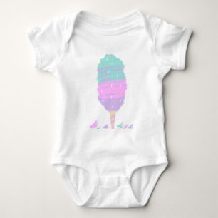 Body Para Bebê Doce Algodão Doce Pastel Desenhado à Mão