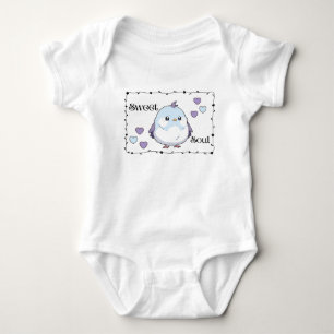Body Para Bebê Doce Alma - Lindamente Fofo Pássaro Azul Kawaii