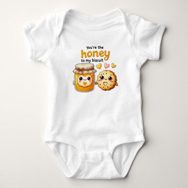 Body Para Bebê Doce Kawaii Mel e Biscoitos (Frente)