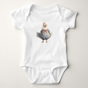 Body Para Bebê Doce Mama Hen vestindo um vestido, Frango.