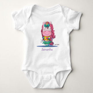 Body Para Bebê Doce Rainbow Unicorn Party Baby Bodyfit