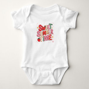 Body Para Bebê Doce Tempo de Verão Coquette Morango Retro Praia