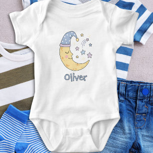 Body Para Bebê Doces Sonhos Crescentes Lua e Estrelas