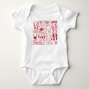 Body Para Bebê Dodles de amor feitos à mão, um padrão encantador.
