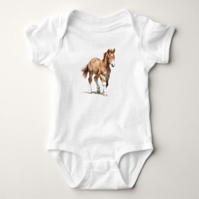 Body Para Bebê Doido Adorável De Cavalo De Bebê Inchado (Frente)