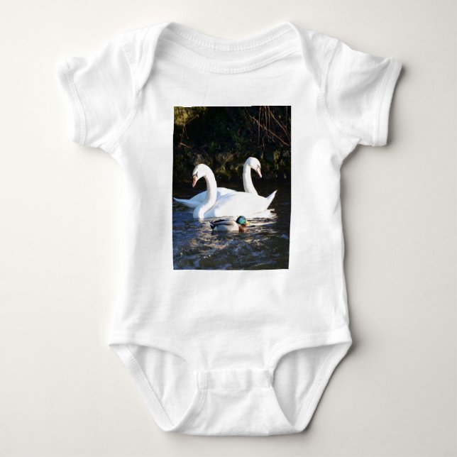 Body Para Bebê Dois Cisnes E Um Pato (Frente)