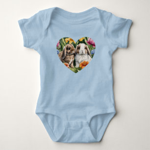 Body Para Bebê Dois coelhinhos Lop