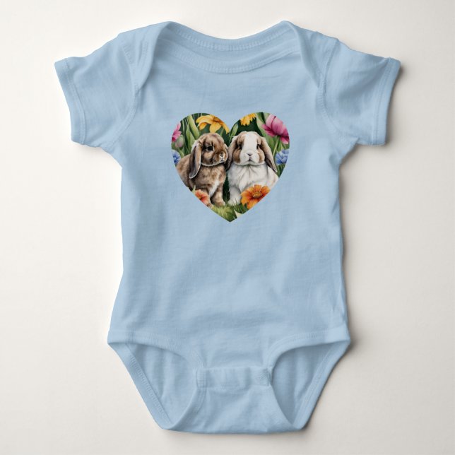 Body Para Bebê Dois coelhinhos Lop (Frente)