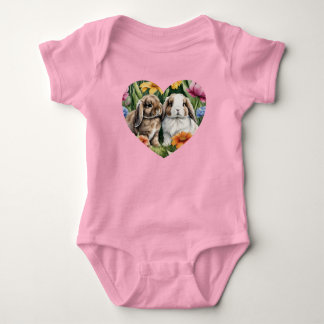 Body Para Bebê Dois coelhinhos Lop Bunny