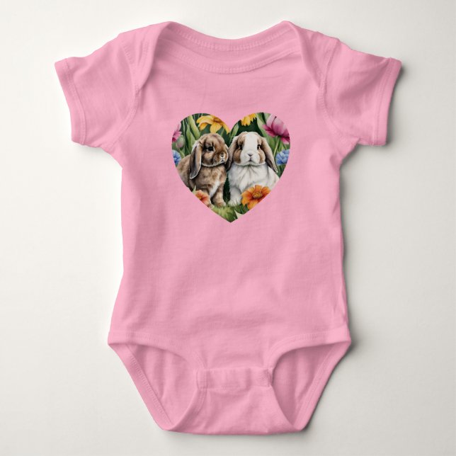 Body Para Bebê Dois coelhinhos Lop Bunny (Frente)