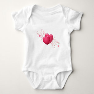 Body Para Bebê Dois Corações Rosa