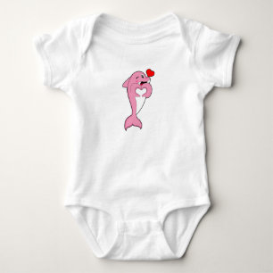 Body Para Bebê Dolphin Love Heart
