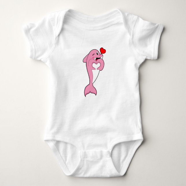 Body Para Bebê Dolphin Love Heart (Frente)