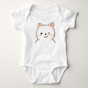 Body Para Bebê Dona de gato branco gato fofo Sorriso Bigodes