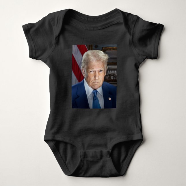 Body Para Bebê Donald Trump 2025 Presidente Americano Portrait (Frente)