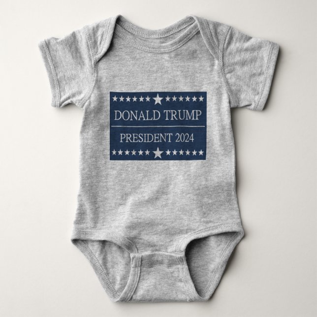 Body Para Bebê Donald Trump Presidente 2024 Bold Blue (Frente)