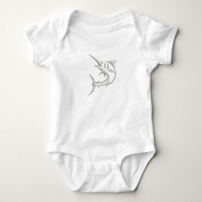 Body Para Bebê Doodle atlântico do espadim azul (Frente)