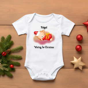 Body Para Bebê Dormindo Urso de Natal Cubo Bebê Roupa