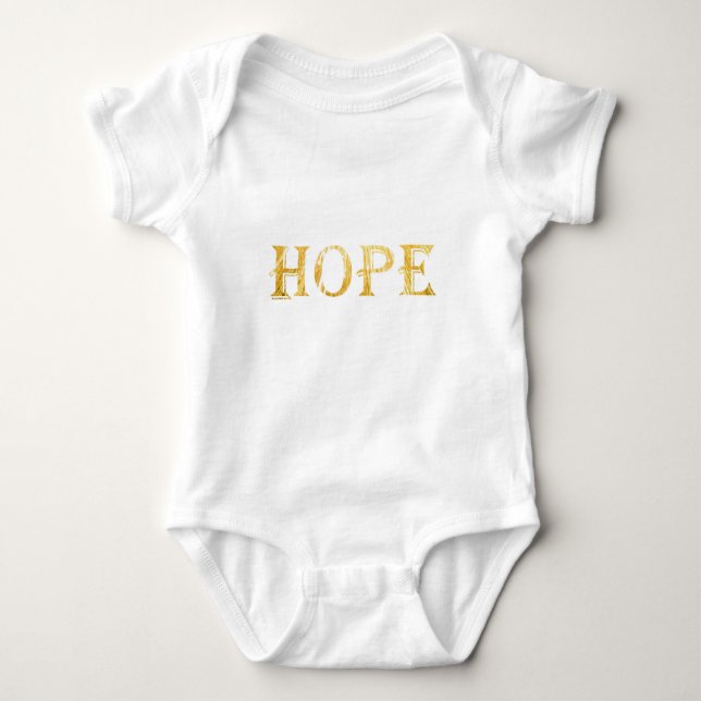 Body Para Bebê Dourada Hope Text Baby Jersey Bodyfato, Branco (Frente)
